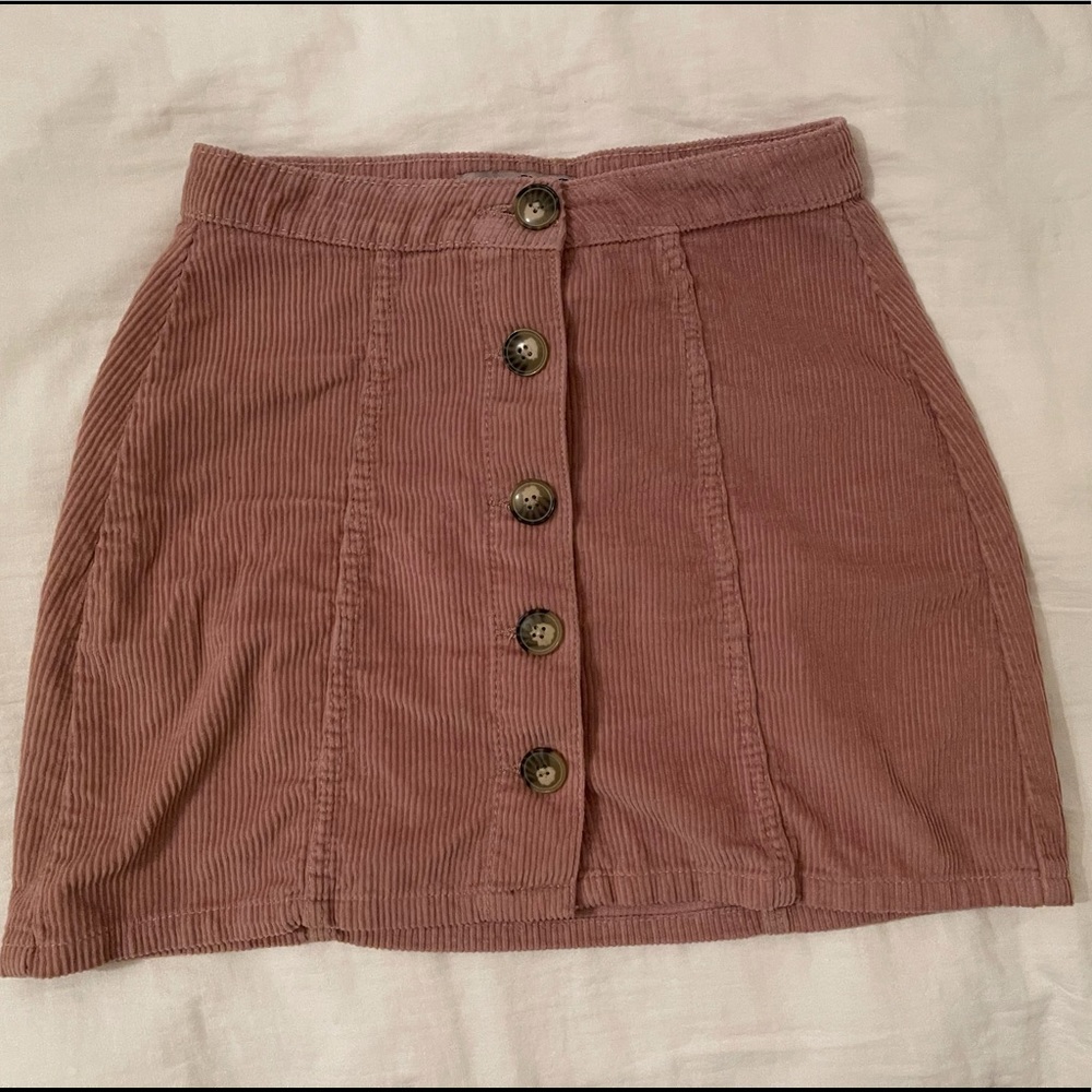 Corduroy button front skirt